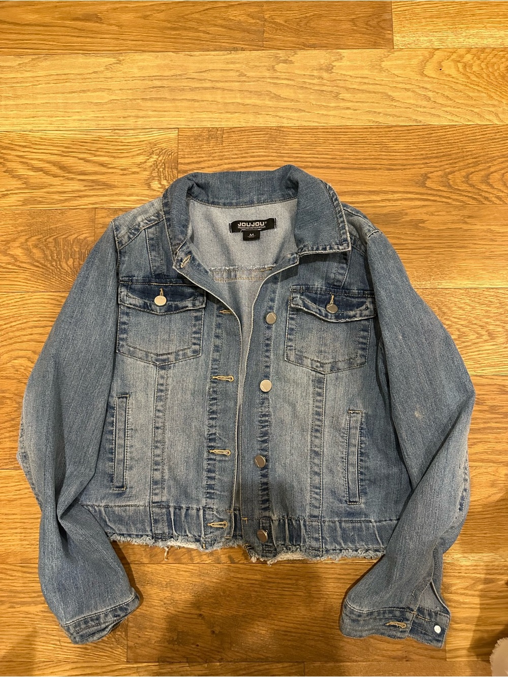 Jou Jou Distressed Light Blue Denim Trucker Jacket